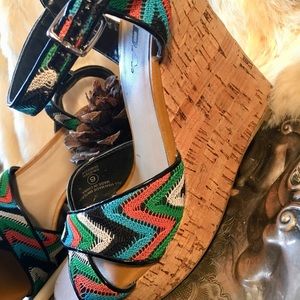 💍 Vintage Retro Soda Chevron Cork Wedge Heel